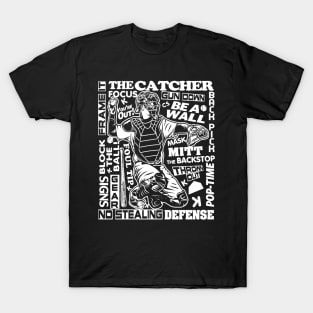 Baseball Softball Catcher Sayings Word Art T-Shirt